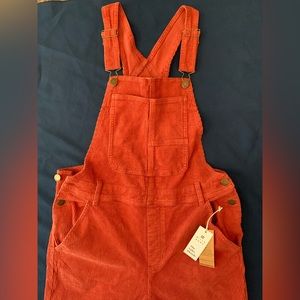 Billabong x The Salty Blonde Corduroy Orange Straight Leg Overalls Womens L